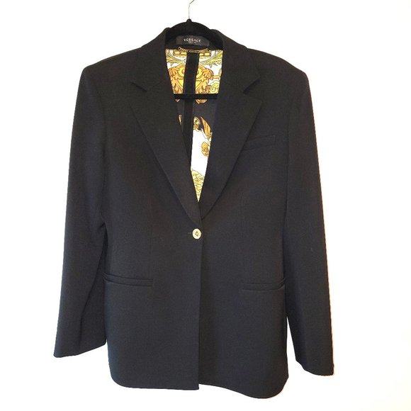 Authentic Versace Medusa Single Breasted Wool Blazer, Black, Silk Lined, Size 46 - Picture 1 of 11